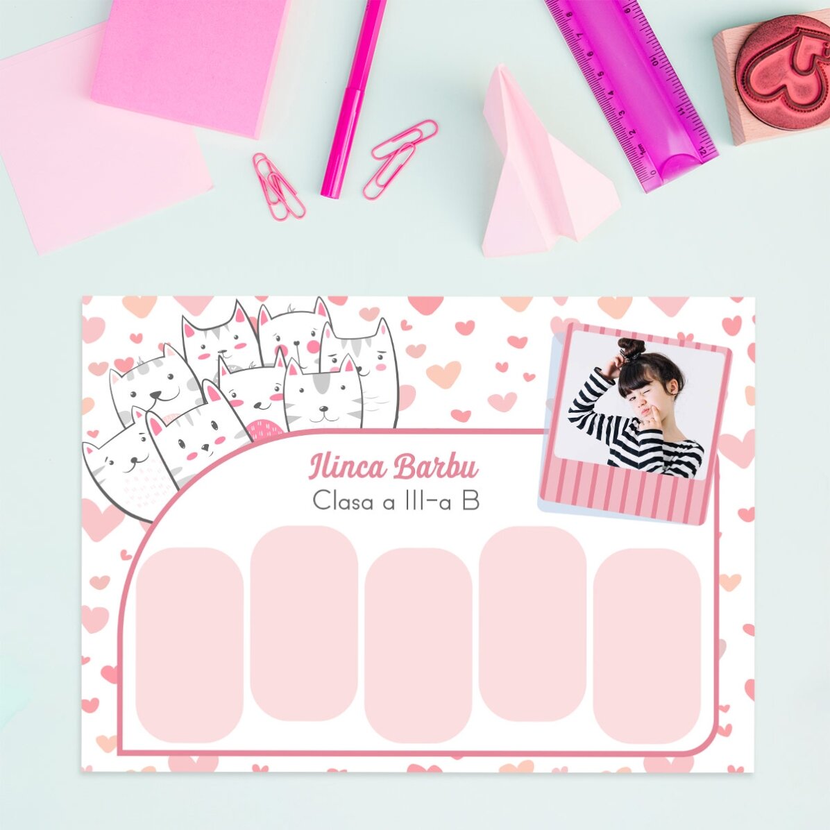 Orar personalizat cu text și poză - Kitty