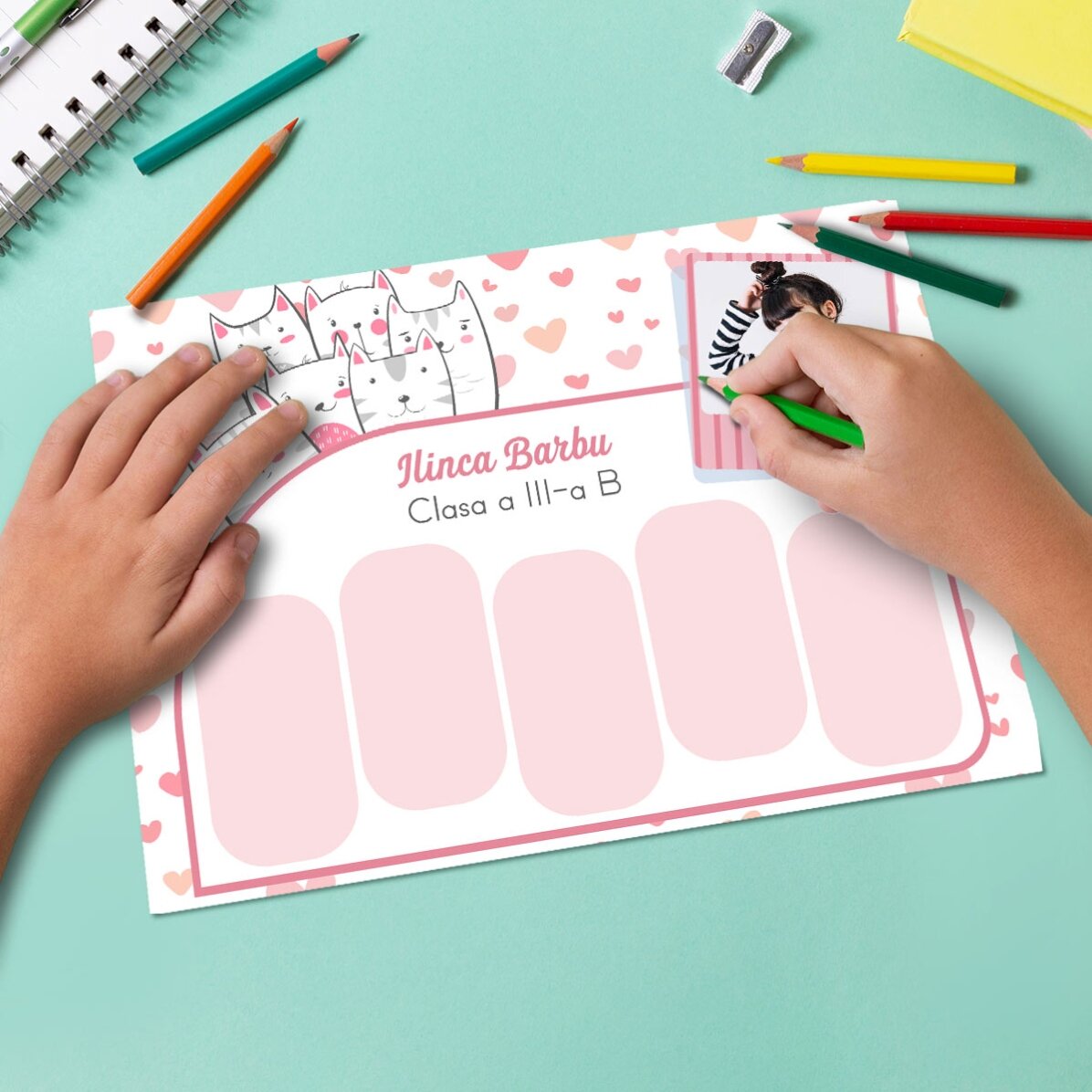 Orar personalizat cu text și poză - Kitty