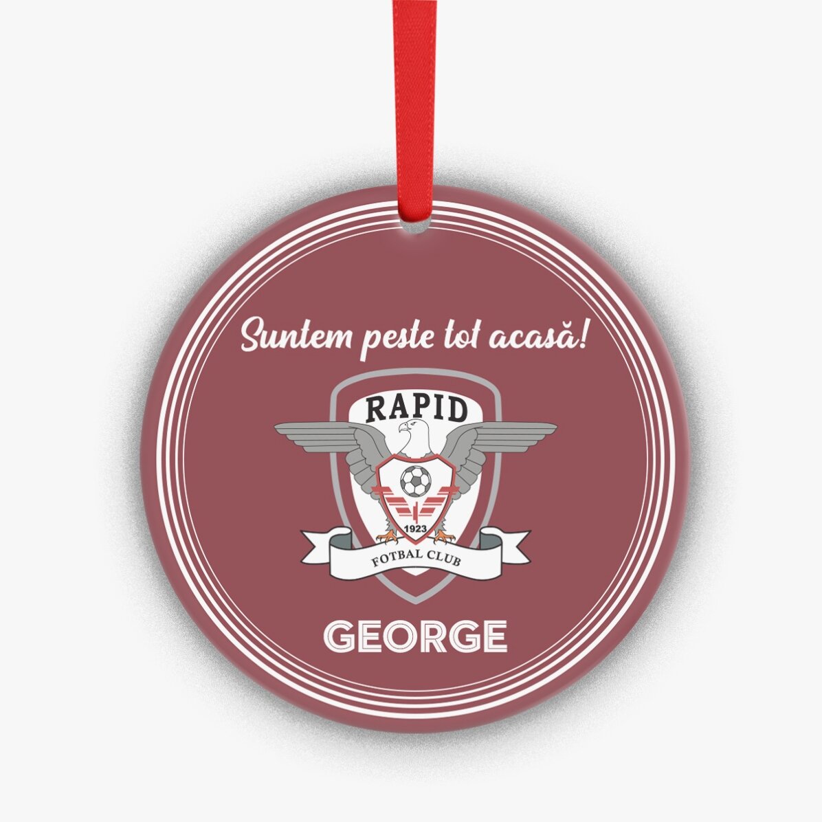 Ornament rotund FC Rapid personalizat cu nume și mesaj