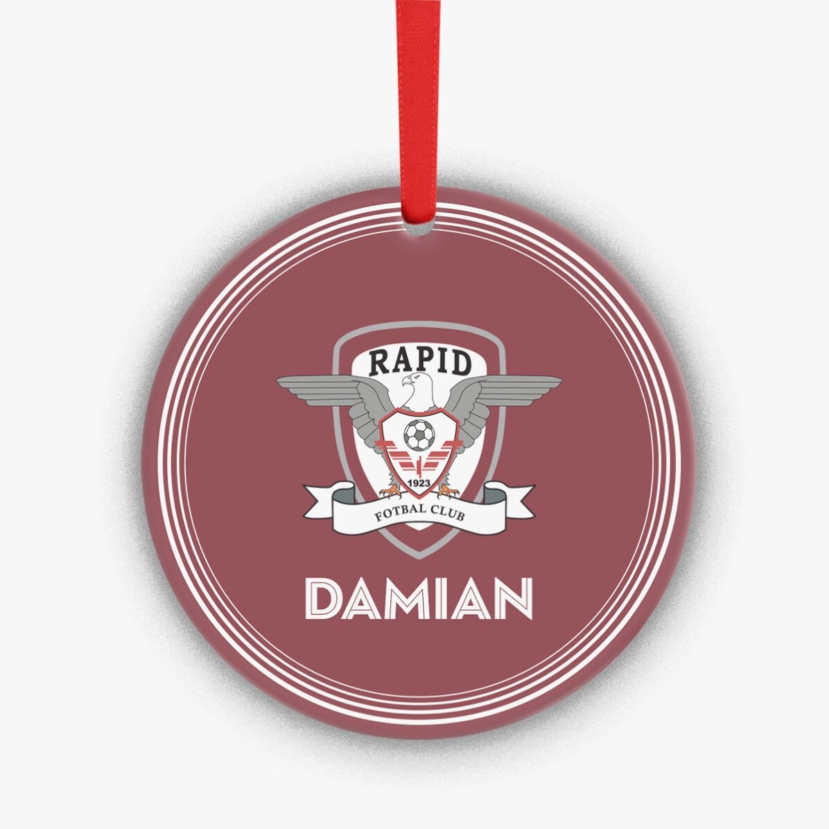 Ornament rotund FC Rapid personalizat cu nume 