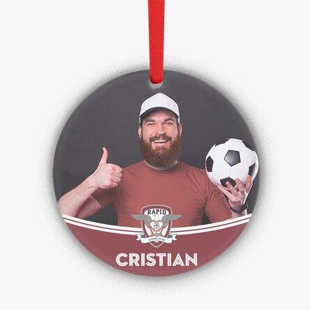 Ornament rotund FC Rapid personalizat cu poză și nume 