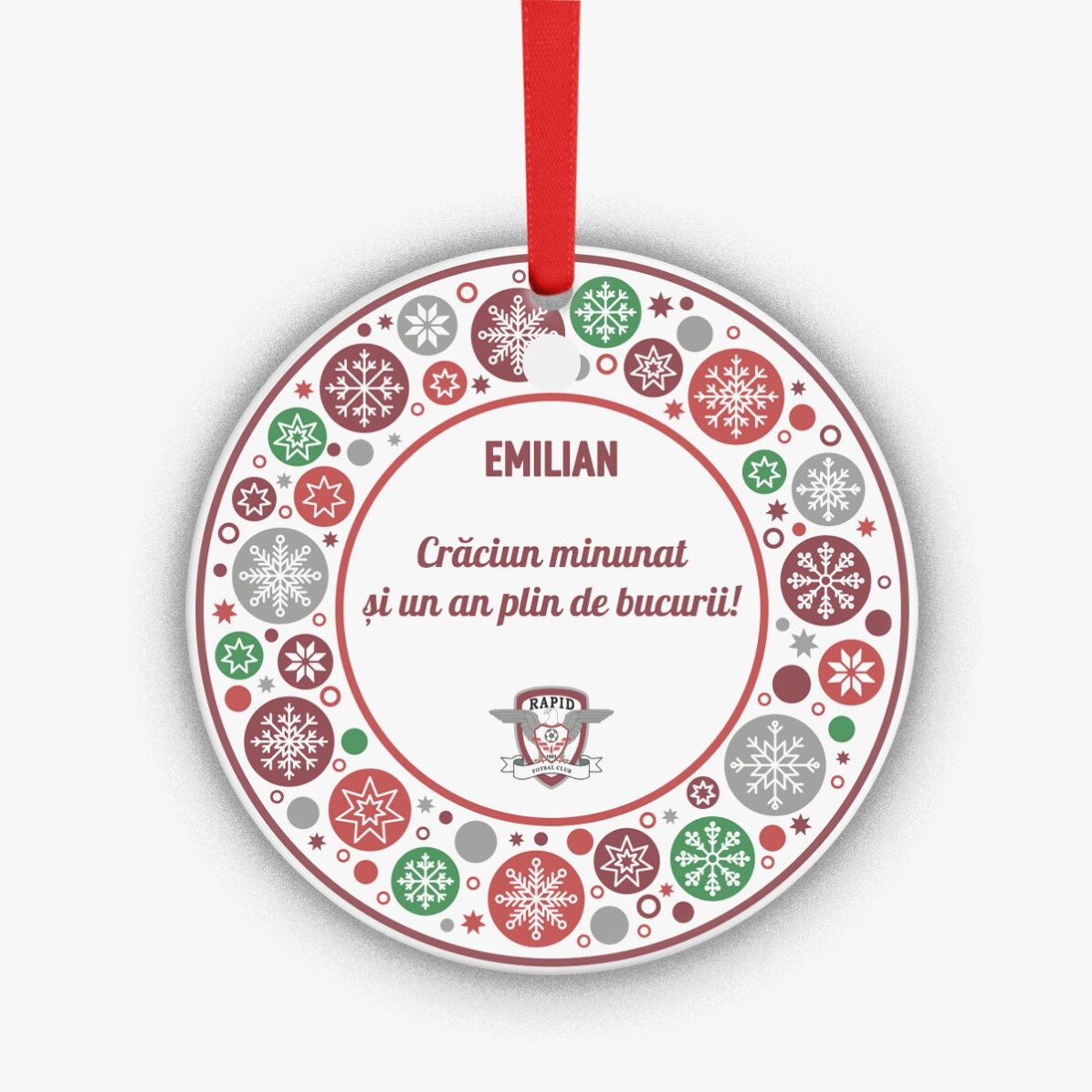 Ornament rotund FC Rapid personalizat cu text - Colorful Christmas