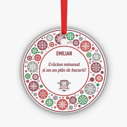 Ornament rotund FC Rapid personalizat cu text - Colorful Christmas