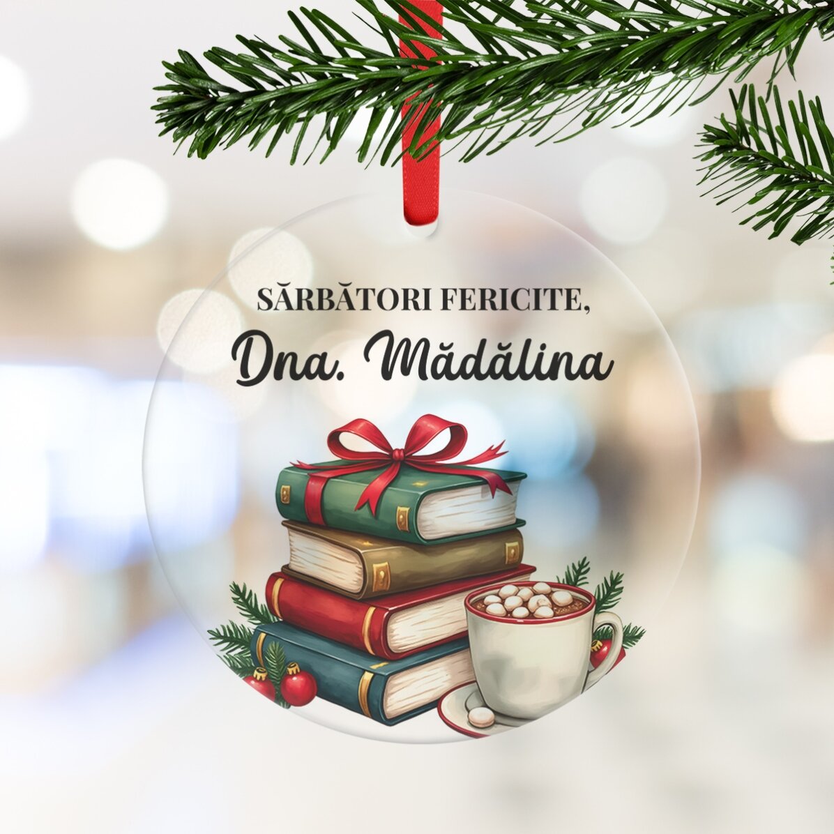 Ornament rotund personalizat cu mesaj pentru profesori