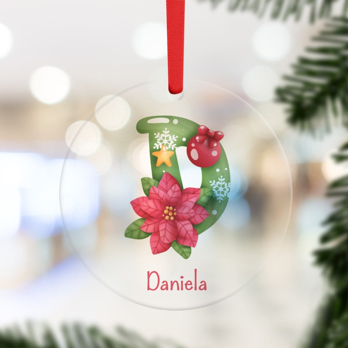Ornament rotund personalizat cu nume - Crăciun