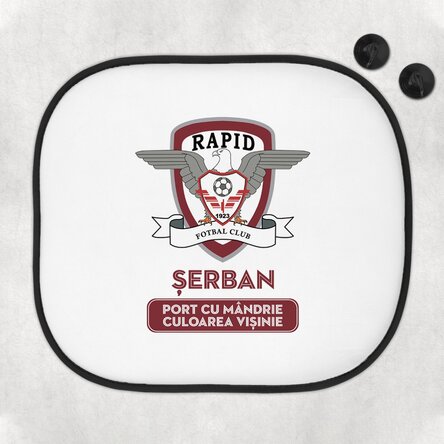 Parasolar auto FC Rapid personalizat cu text - Port cu mândrie culoarea vișinie