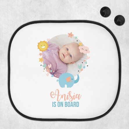 Parasolar auto personalizat cu o poză și text - Baby on board