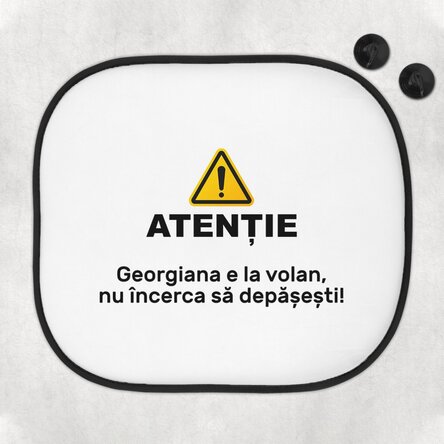 Parasolar auto personalizat cu text - Atenție!