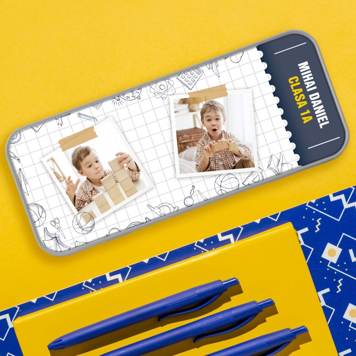 Penar personalizat cu 2 poze și text pentru începutul anului școlar