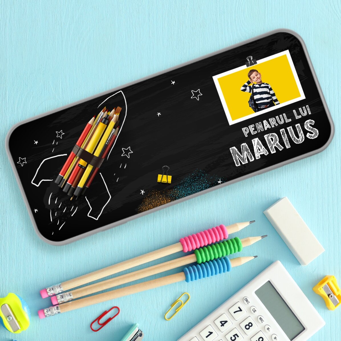 Penar personalizat cu o poză și text - Rachetă