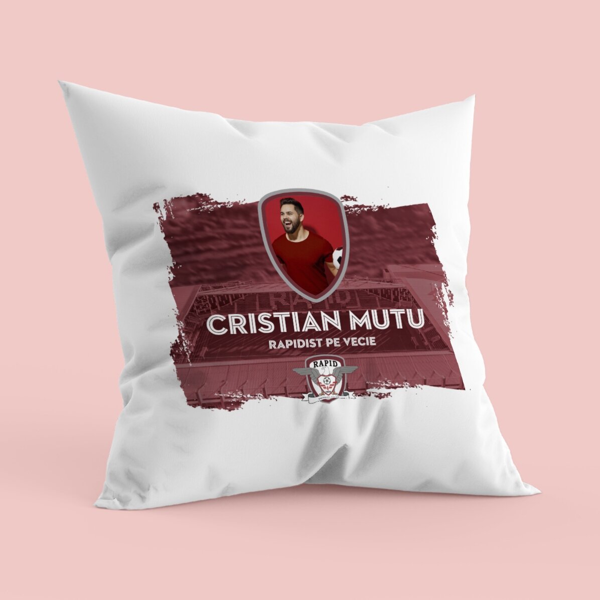 Pernă FC Rapid 1923 personalizată cu nume și poză - Rapidist pe vecie