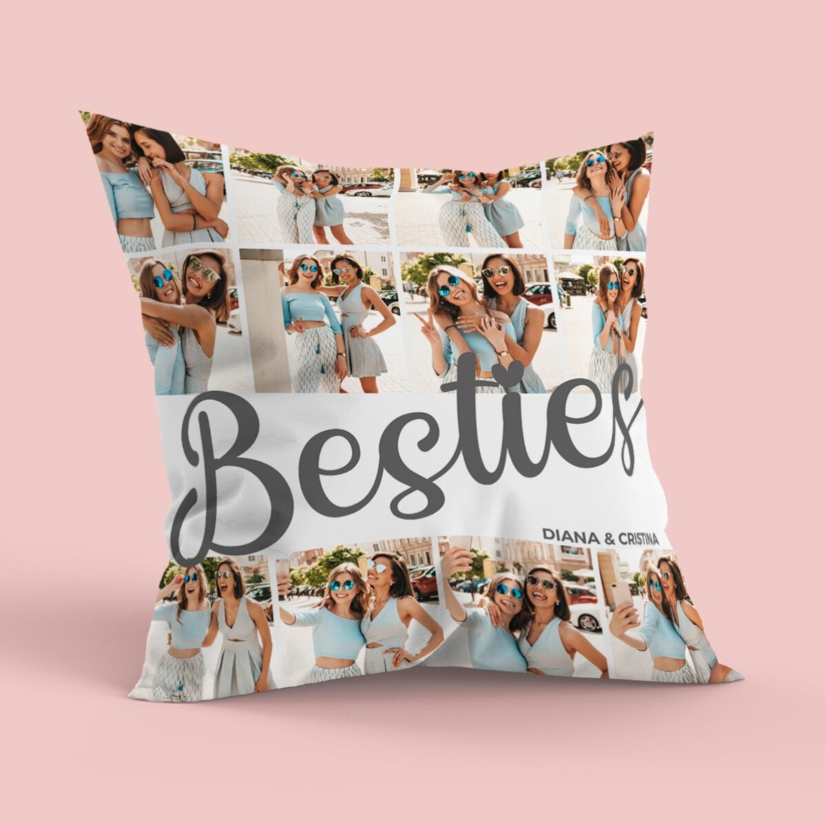 Pernă personalizată cu 12 poze, format mare - Besties