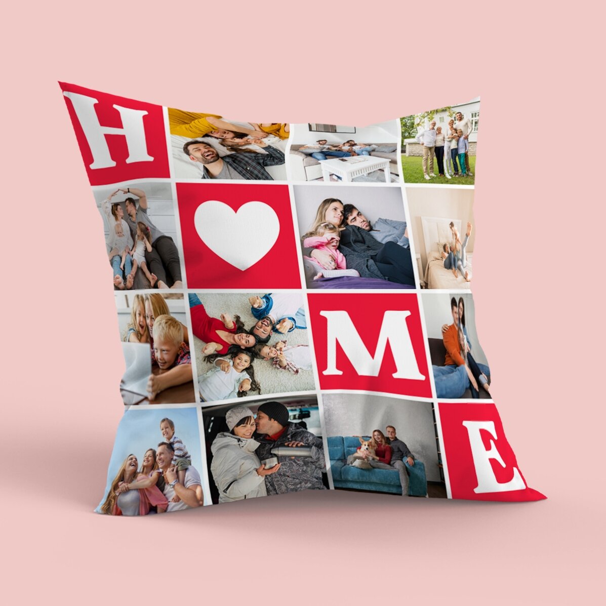 Pernă personalizată cu 12 poze, format mare - Home