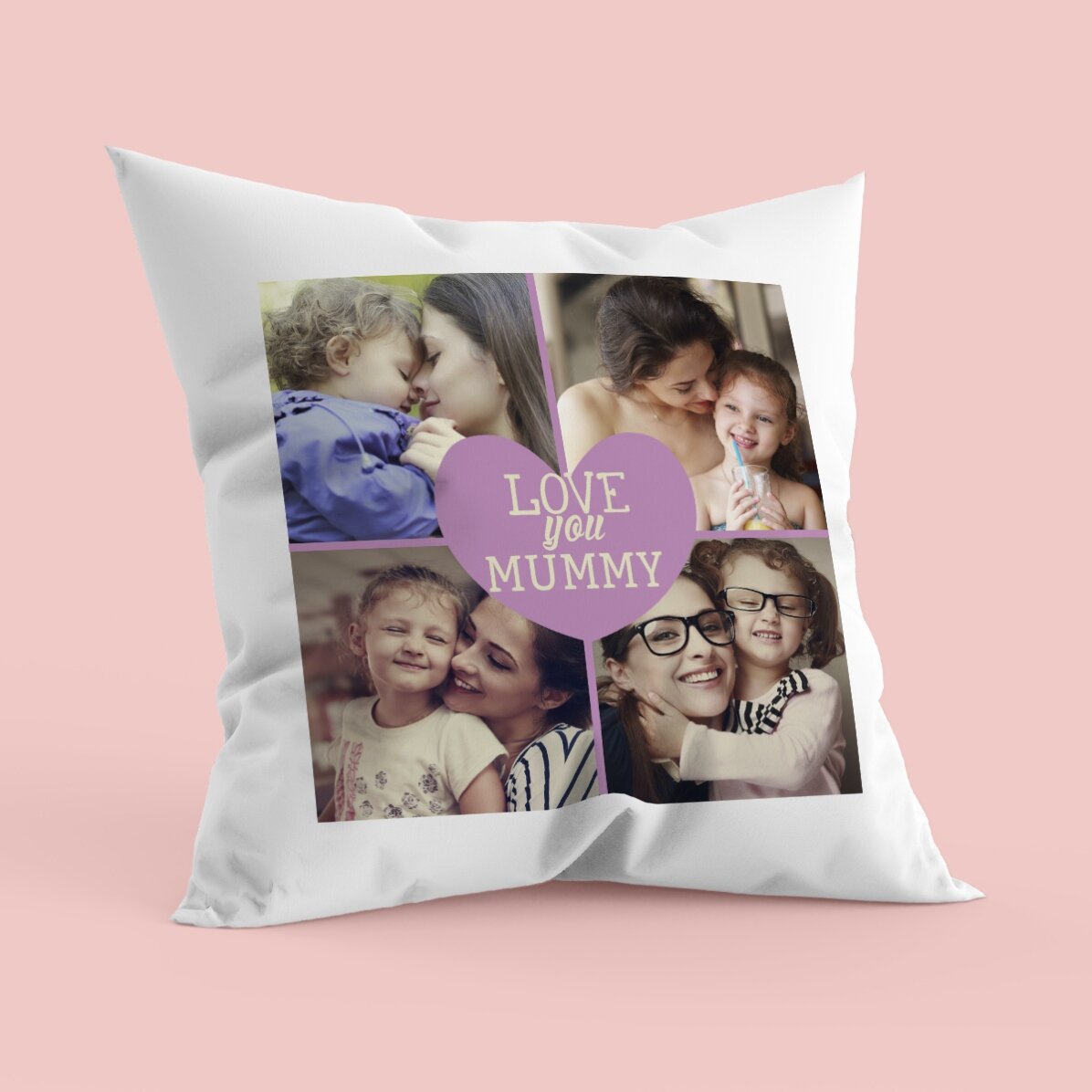 Pernă personalizată cu 4 poze și text