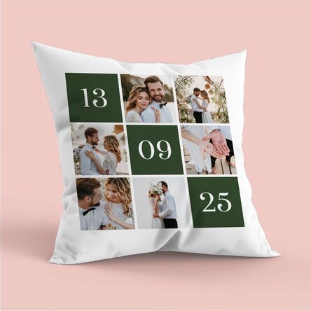 Pernă personalizată cu 6 poze și dată