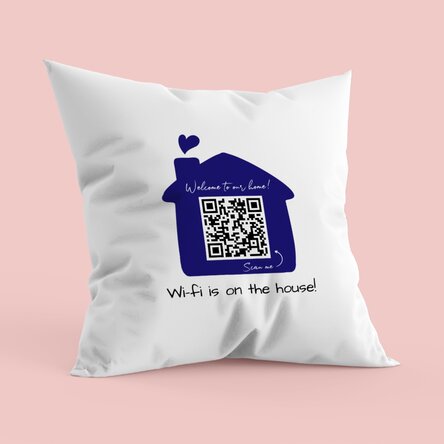 Pernă personalizată cu cod QR și text - Scan for Wifi