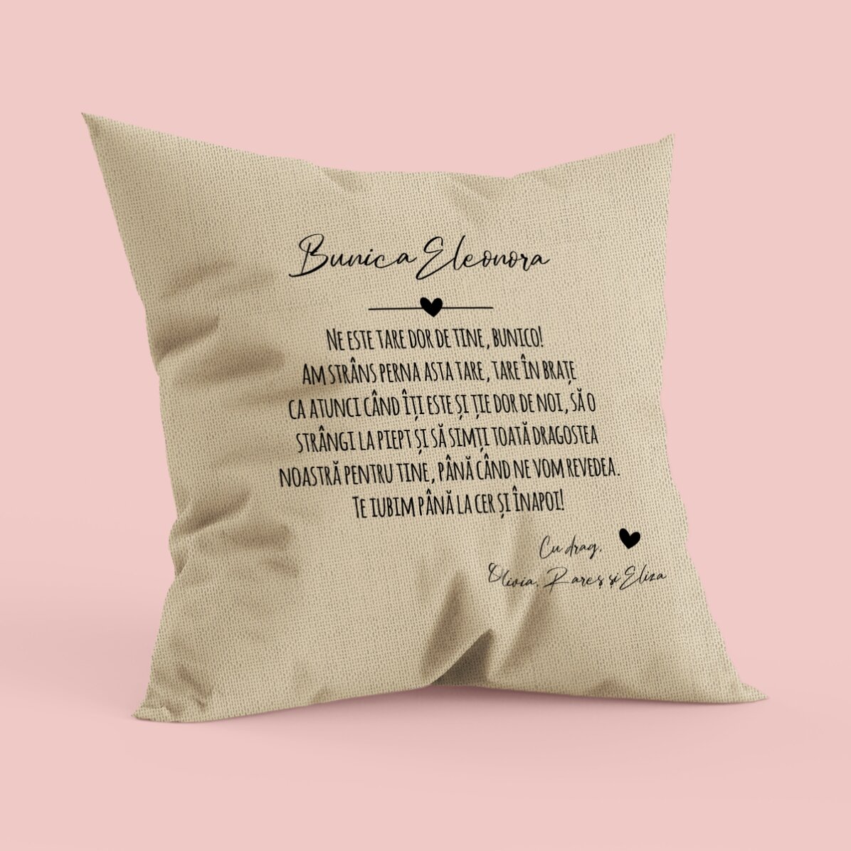 Pernă personalizată cu mesaj pentru cei dragi - In