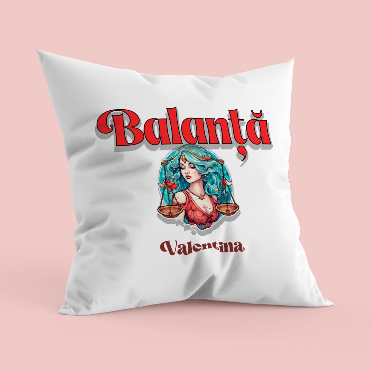 Pernă personalizată cu nume și zodie - Balanță