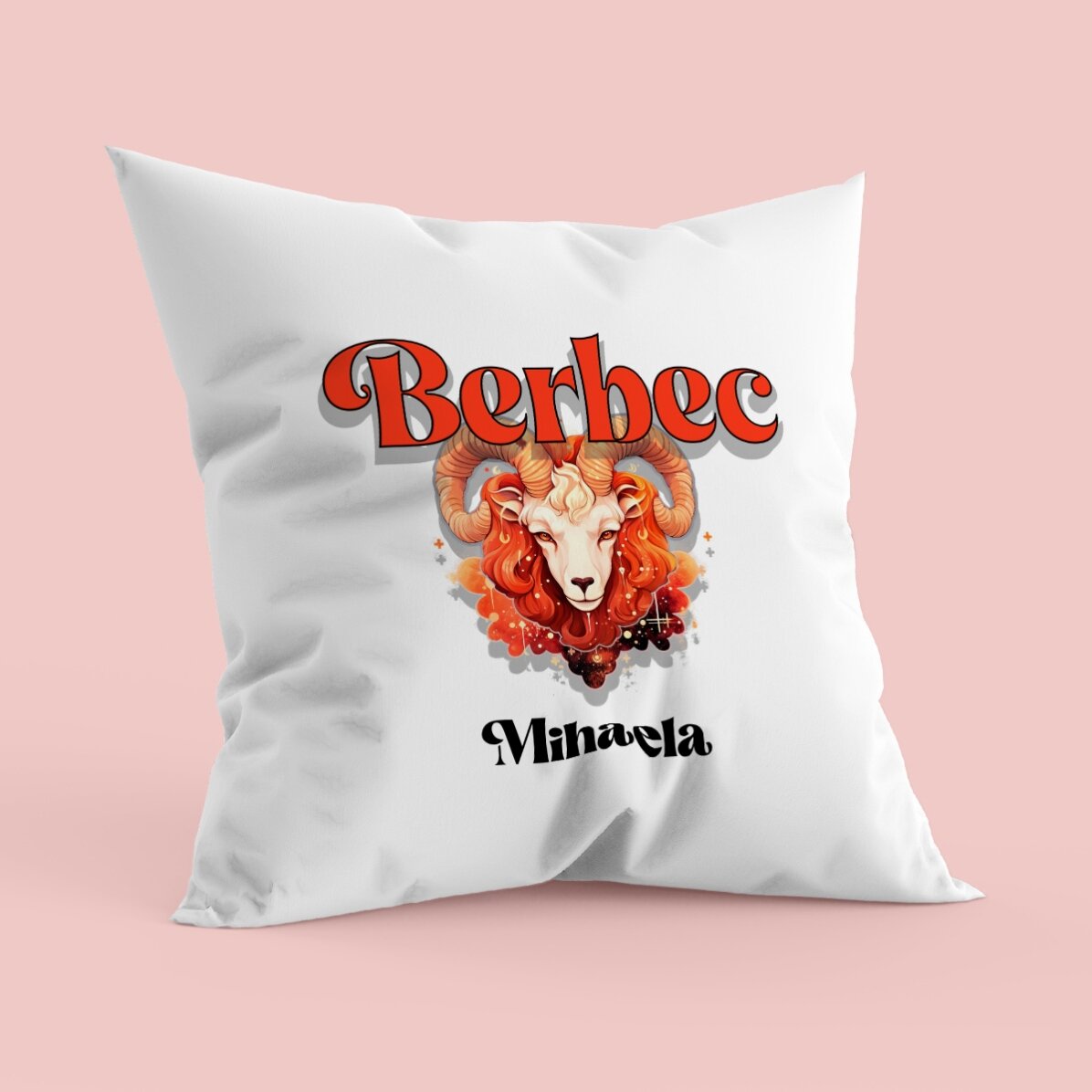 Pernă personalizată cu nume și zodie - Berbec