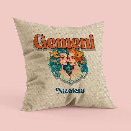 Pernă personalizată cu nume și zodie - Gemeni in