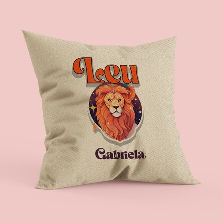 Pernă personalizată cu nume și zodie - Leu in