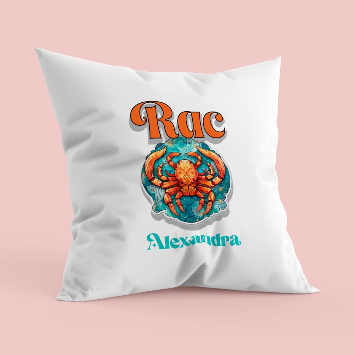 Pernă personalizată cu nume și zodie - Rac