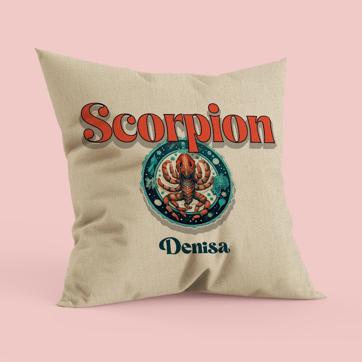 Pernă personalizată cu nume și zodie - Scorpion in