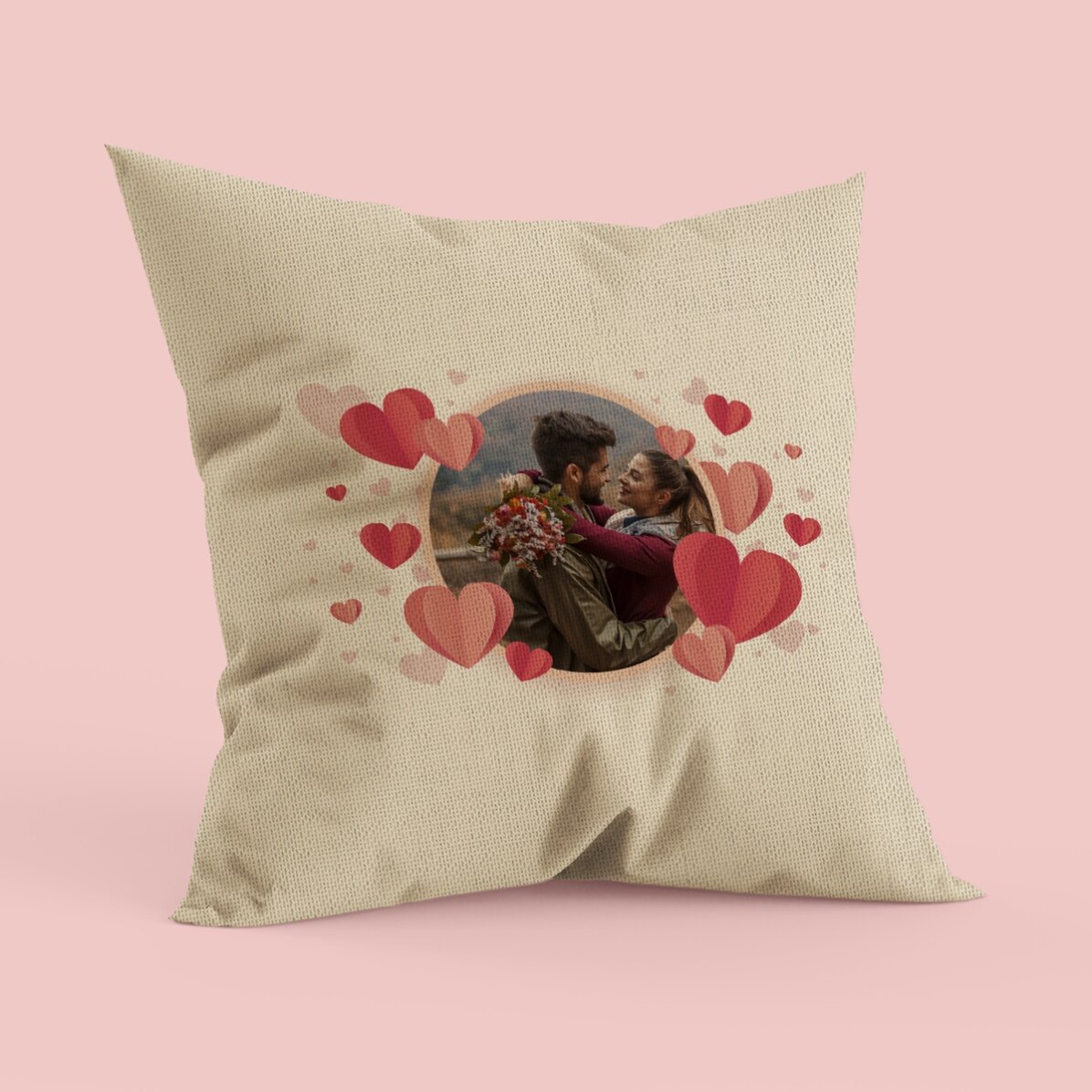 Pernă personalizată cu o poză - Hearts - In