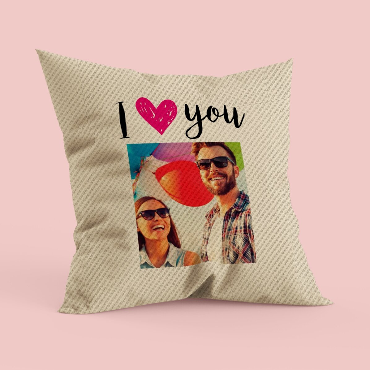 Pernă personalizată cu o poză - I love you - In