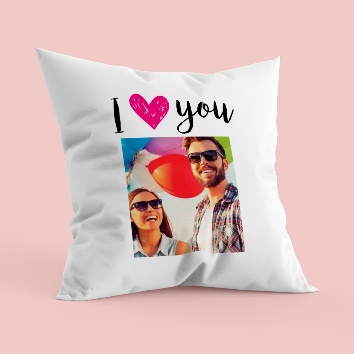 Pernă personalizată cu o poză - I love you