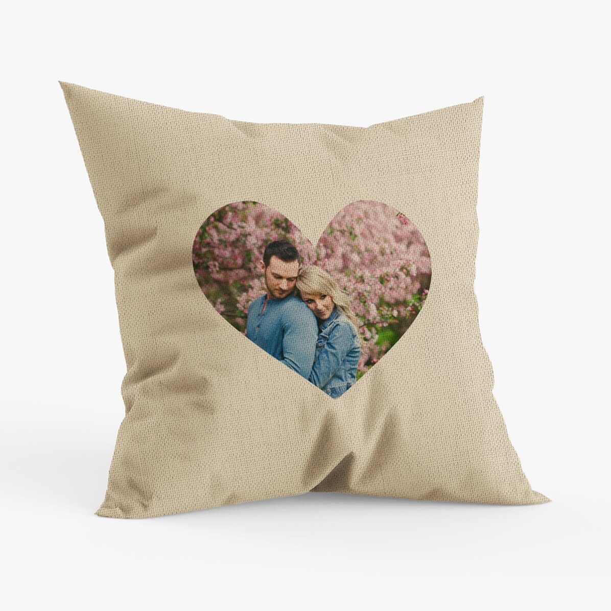 Pernă personalizată cu o poză în formă de inimă - In