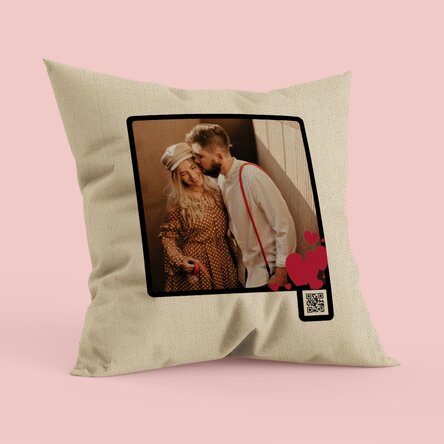 Pernă personalizată cu o poză și cod QR - In