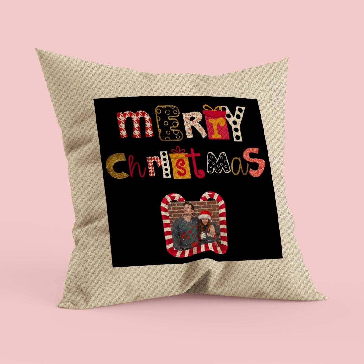 Pernă personalizată cu poză - Merry Christmas - In