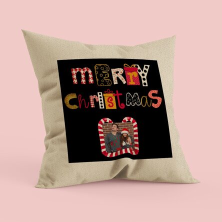 Pernă personalizată cu poză - Merry Christmas - In