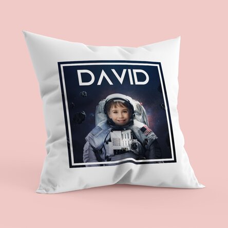 Pernă personalizată cu poză și nume - Astronaut