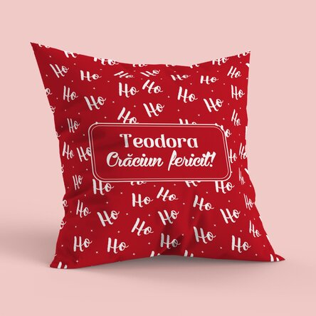 Pernă personalizată cu text, format mare - HoHoHo