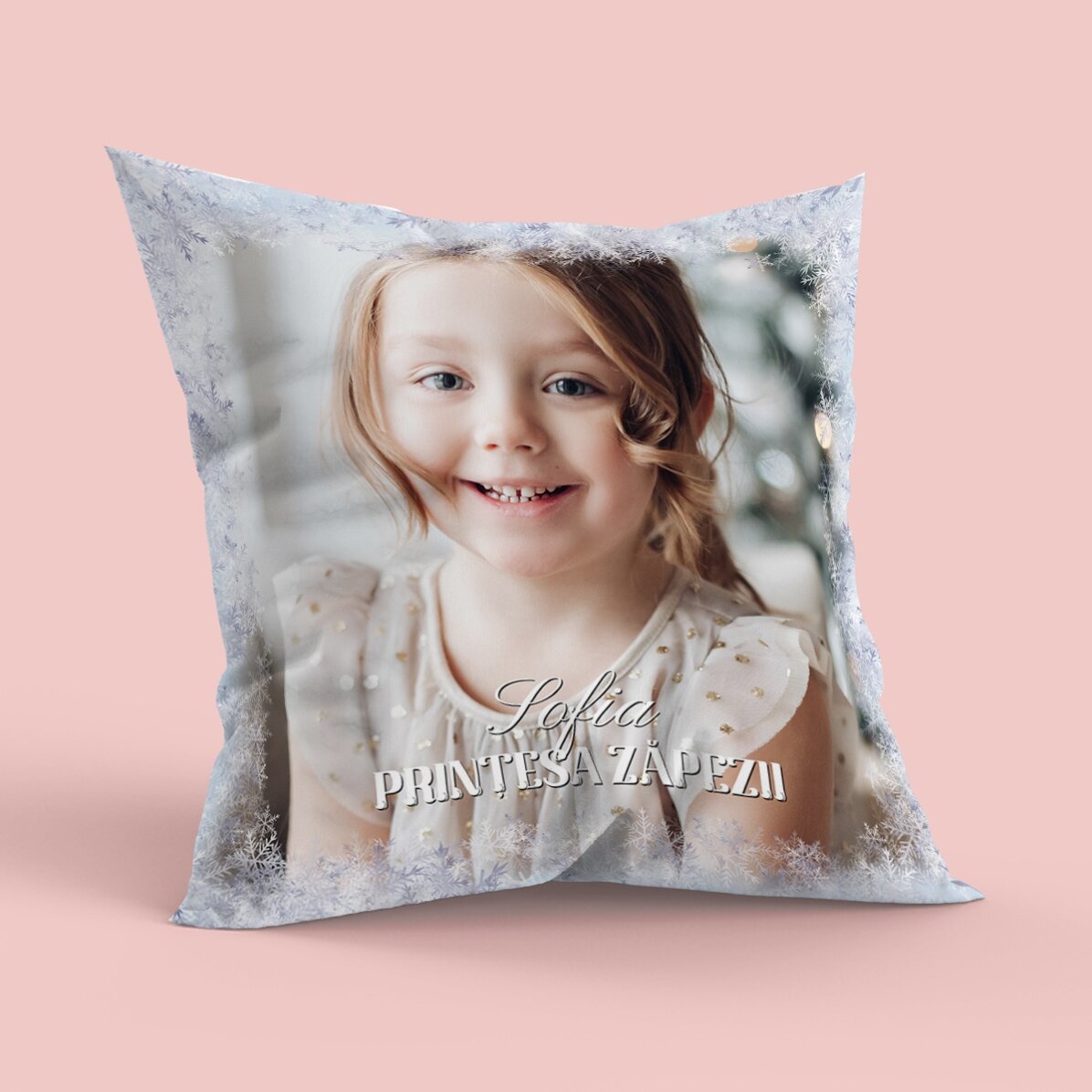 Pernă personalizată cu poză și text, format mare - Winter