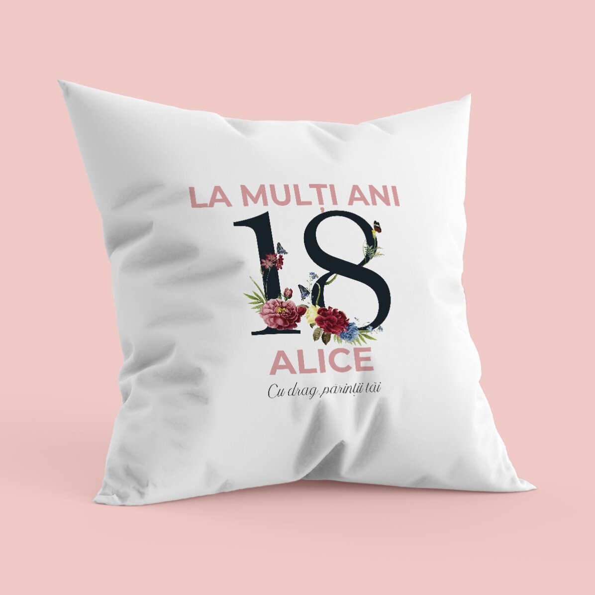 Pernă personalizată cu text - Aniversare 18