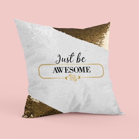 Pernă personalizată cu text - Be awesome! - Paiete aurii