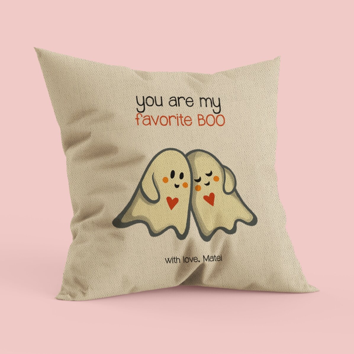 Pernă personalizată cu text - Boo, in
