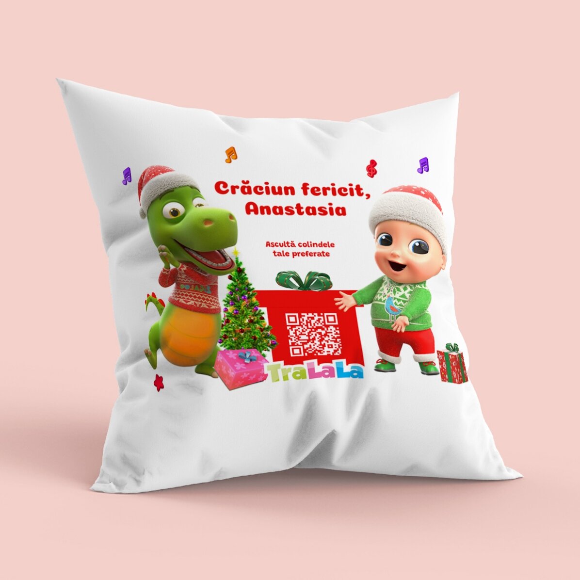 Pernă personalizată cu text - Crăciun cu TraLaLa