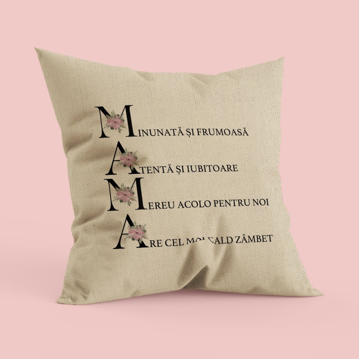 Pernă personalizată cu text - Cum e mama mea - In