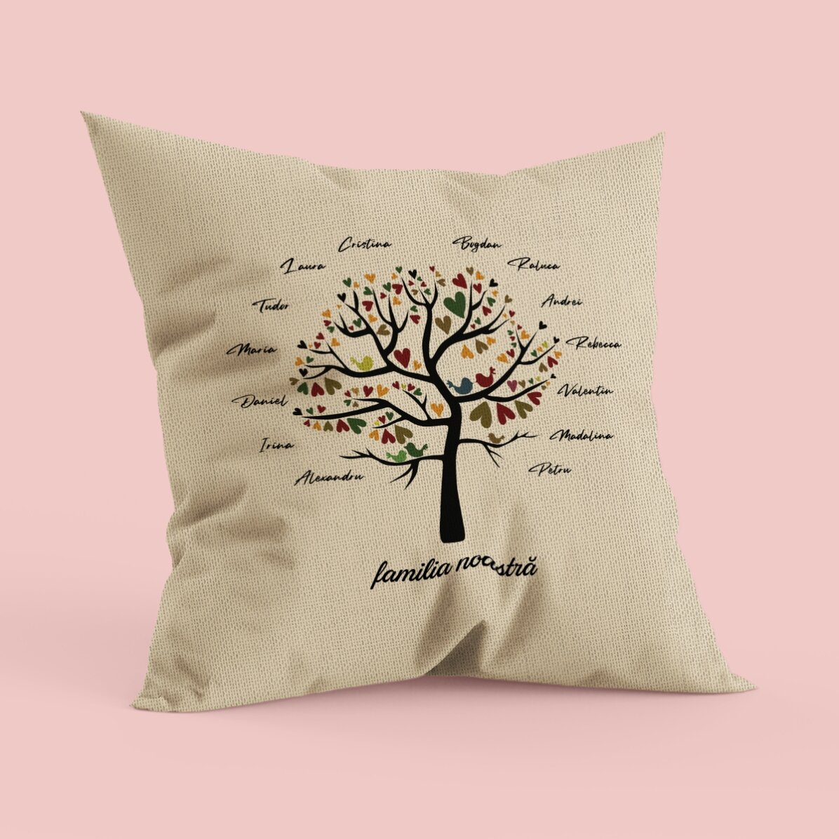 Pernă personalizată cu text - Familia noastră - In