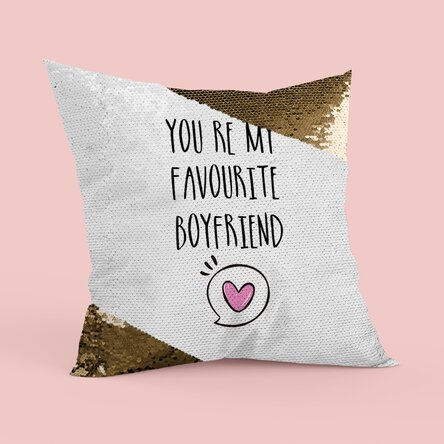 Pernă personalizată cu text - Favourite boyfriend - Paiete aurii