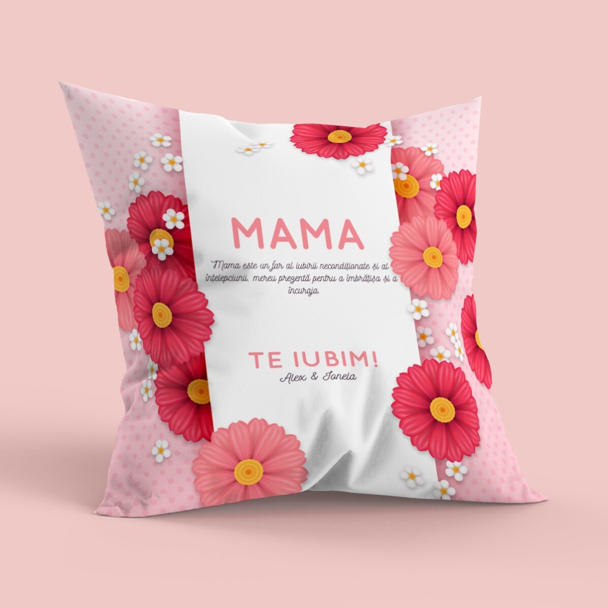 Pernă personalizată cu text, format mare - Pretty flowers