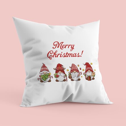 Pernă personalizată cu text - Gnomi de Crăciun Mat
