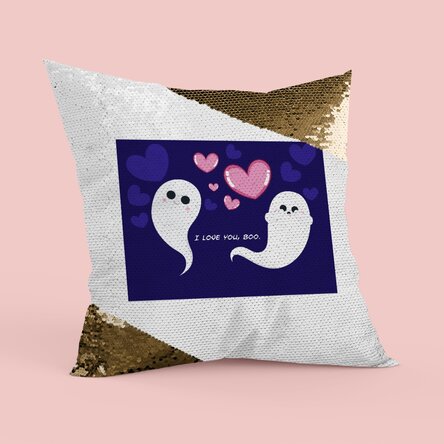 Pernă personalizată cu text - model Halloween - Paiete aurii