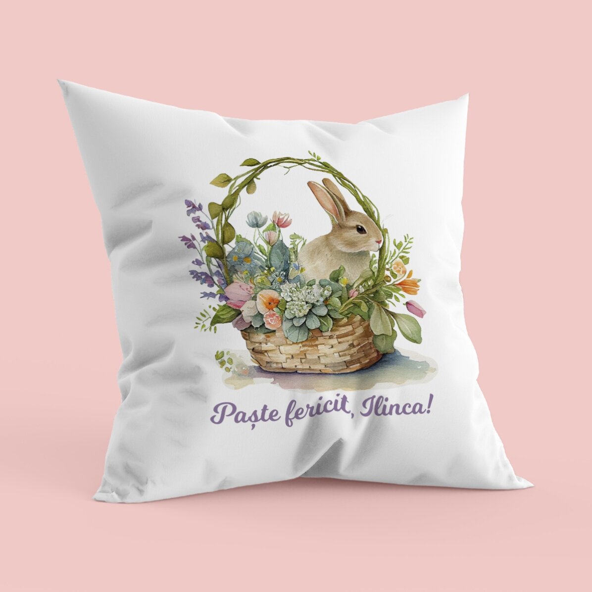 Pernă personalizată cu text - Paște fericit