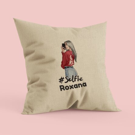 Pernă personalizată cu text - #selfie In
