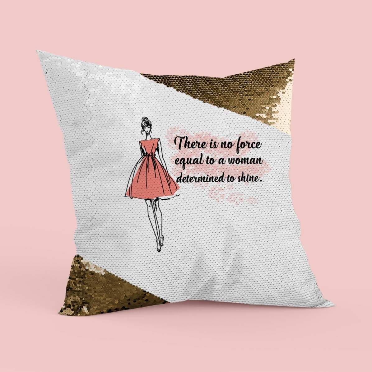 Pernă personalizată cu text - Silhouette - Paiete aurii